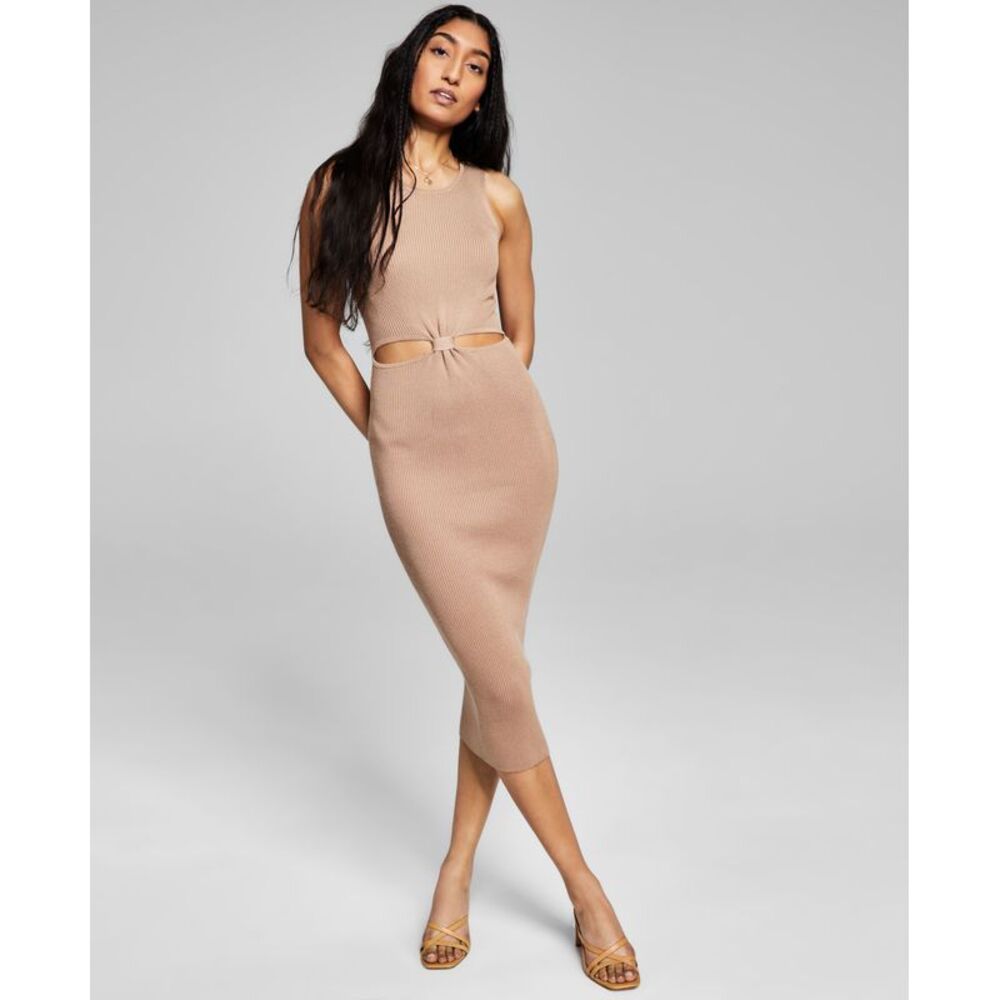 And Now This Now This Womens Cutout Rib Knit Midi Dress